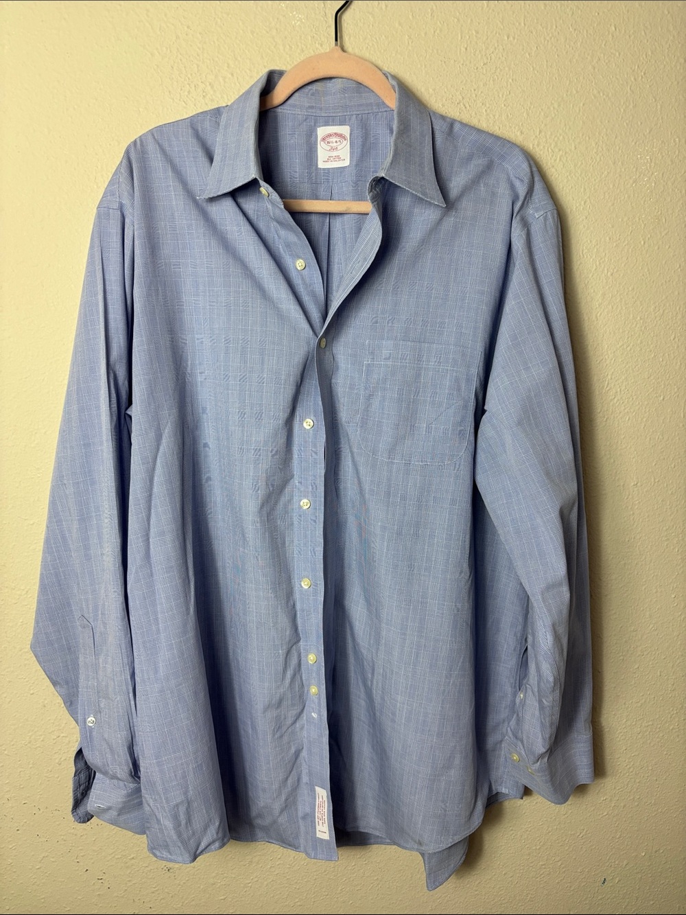 Brooks Brothers Blue White Glen Plaid Long Sleeve size 16 1/2 - 4 / 5